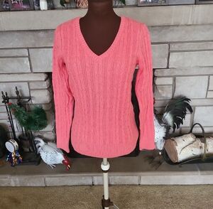 Women's Pink Cable Knit Sweater